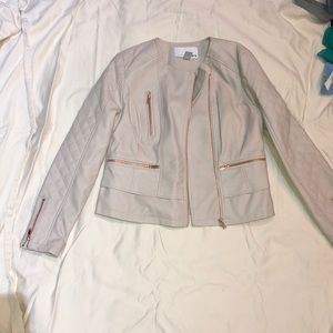 Cream Leather Jacket